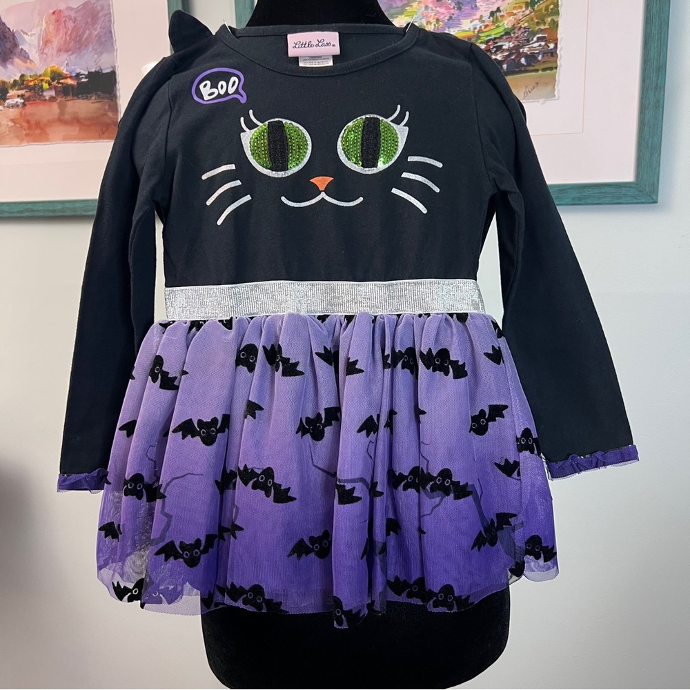 Little Lass Kitty Cat Purple and Black Size 6